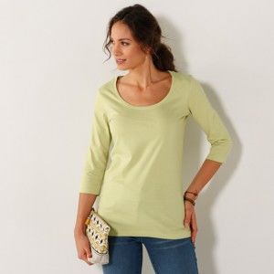 Blancheporte Jednobarevné tričko s 3/4 rukávy zelená 50