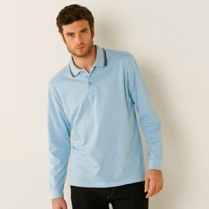 Blancheporte Polo tričko s dlouhými rukávy nebeská modrá 117/126 (XXL)
