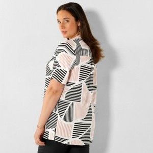 Blancheporte Košile s grafickým vzorem černá/bílá/růžová 56
