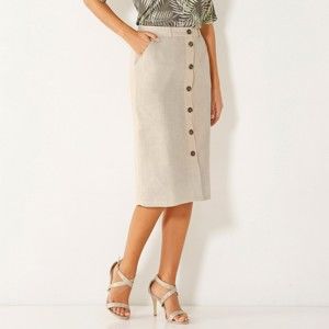 Blancheporte Rovná sukně na knoflíky písková 48