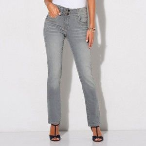 Blancheporte Rovné džíny v opraném vzhledu šedá 52