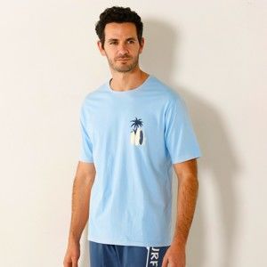 Blancheporte Pyžamové tričko s krátkými rukávy, motiv "surf" nebeská modrá 137/146 (4XL)