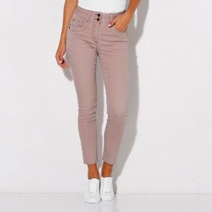 Blancheporte 7/8 úzké barevné džíny béžová růžová 52