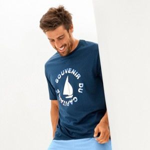 Blancheporte Pyžamové tričko s krátkými rukávy, motiv "loď" modrá 137/146 (4XL)