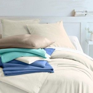 Blancheporte Jednobarevný tkaný přehoz na postel, bavlna slonová kost povlak na polštář 65x65cm