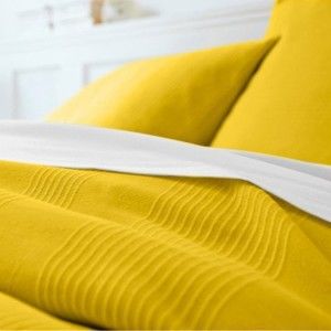 Blancheporte Jednobarevný tkaný přehoz na postel, bavlna hořčicová povlak na polštář 65x65cm