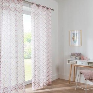 Blancheporte Vitrážová záclona s potiskem růžová 60x90cm