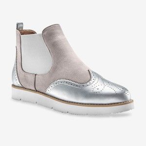 Blancheporte Kotníkové boty ze 2 materiálů, metalické šedá/antracitová 40