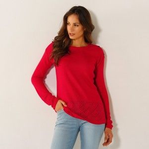 Blancheporte Ažurový pulovr červená 50