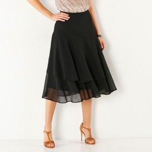 Blancheporte Volánová jednobarevná sukně černá 54