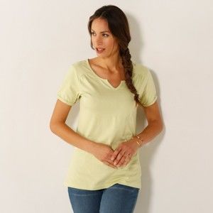 Blancheporte Jednobarevné tričko s tuniským výstřihem zelená 34/36
