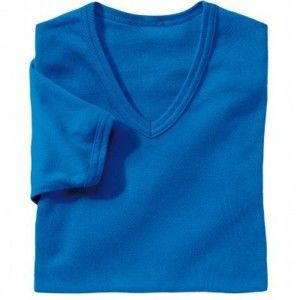 Blancheporte Spodní tričko s výstřihem do "V", sada 3 ks modrá 133/140 (5XL)