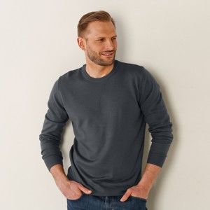 Blancheporte Jednobarevný pulovr s kulatým výstřihem antracitová 117/126 (XXL)