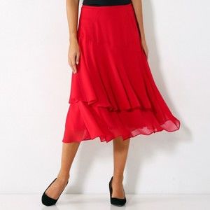 Blancheporte Volánová jednobarevná sukně červená 54
