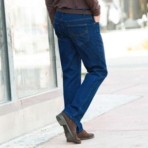 Blancheporte Riflové kalhoty z pružné bavlny modrá 48