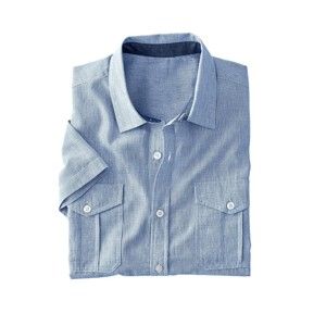 Blancheporte Jednobarevná košile s krátkými rukávy nebeská modrá 39/40