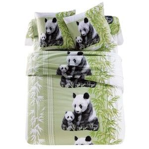 Blancheporte Povlečení Panda, polycoton zelená povlak na polštář 65x65cm