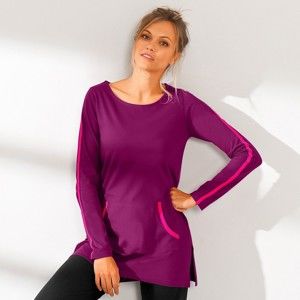Blancheporte Dvoubarevné tričko s dlouhými rukávy purpurová/fuchsie 46/48