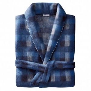 Blancheporte Domácí kabát z polar fleecu kostka modrá 127/136 (3XL)