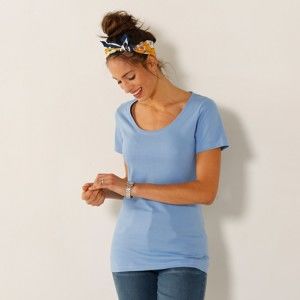 Blancheporte Jednobarevné tričko s krátkými rukávy levandulová 54