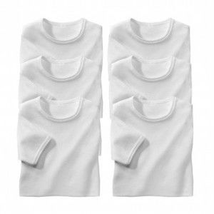 Blancheporte Sada 6 bílých spodních triček s kulatým výstřihem bílá 141/148 (6XL)
