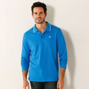 Blancheporte Polo tričko s dlouhými rukávy azurová modrá 117/126 (XXL)