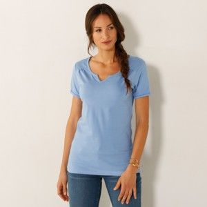 Blancheporte Jednobarevné tričko s tuniským výstřihem levandulová 50