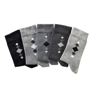Blancheporte Ponožky s barevným motivem, sada 5 párů šedý melír 39/42