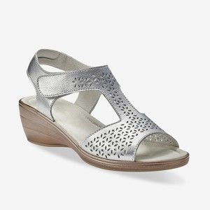 Blancheporte Klínové sandály zdobené perforací stříbrná 40