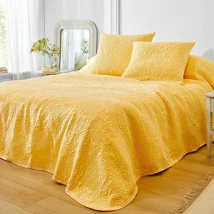 Blancheporte Přehoz na postel Melisa žlutá povlak na polštář 65x65cm