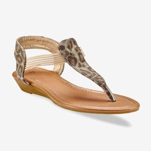 Blancheporte Žabkové sandály, leopardí vzor potisk béžová/kaštanová 40