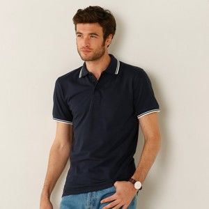 Blancheporte Polo tričko s pruhovaným límečkem z piké úpletu, s krátkými rukávy nám.modrá 97/106 (L)