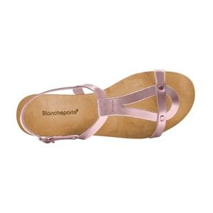 Blancheporte Kožené sandály, metalické růžová 36