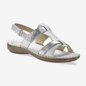 Blancheporte Dvoubarevné kožené sandály bílá/stříbřitá 39