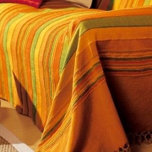 Blancheporte Ručně tkaný pléd nebo přehoz, pruhované oranžová povlak na polštář 63x63cm