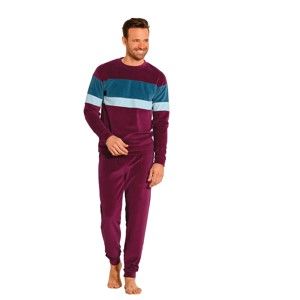 Blancheporte Velurové tříbarevné pyžamo bordó 107/116 (XL)