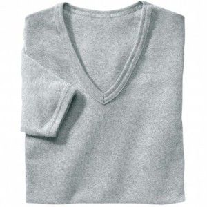 Blancheporte Sada 3 bavlněných spodních triček s výstřihem do ?V? šedý melír 133/140 (5XL)