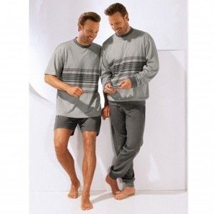Blancheporte Pruhované pyžamo s kalhotami a dlouhými rukávy šedá 87/96 (M)