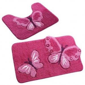 Blancheporte Koupelnová předložka, Motýli růžová/fuchsie 60x100cm