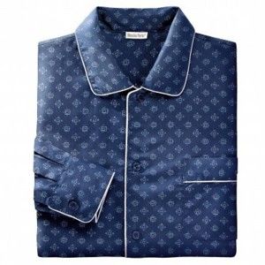 Blancheporte Prodloužený pyžamový kabátek s potiskem nám.modrá 107/116 (XL)