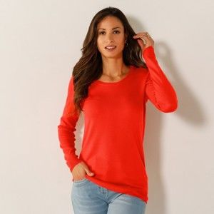 Blancheporte Jednobarevný pulovr s kulatým výstřihem oranžová 34/36