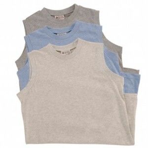 Blancheporte Sada 3 triček bez rukávů režný+šedý+modrý melír 137/146 (4XL)