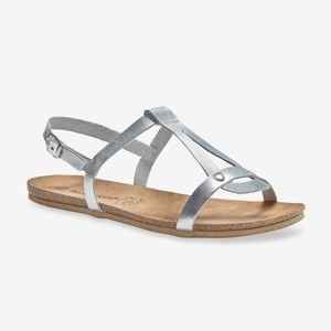Blancheporte Kožené sandály, stříbrné proužky šedá/růžová 39
