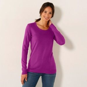 Blancheporte Jednobarevný pulovr s kulatým výstřihem indická růžová 34/36
