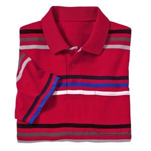 Blancheporte Pruhované polo tričko s krátkými rukávy červená 137/146 (4XL)