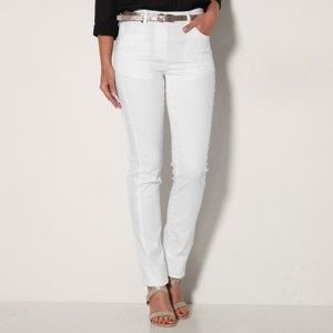 Blancheporte Strečové kalhoty v zeštíhlujícím střihu bílá 50