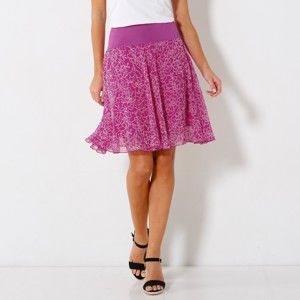 Blancheporte Rozšířená sukně s potiskem květin purpurová 50