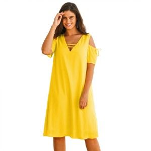 Blancheporte Šaty s průstřihy v ramenou žlutá 50