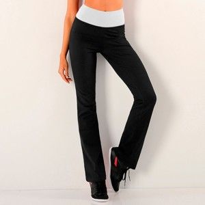 Blancheporte Sportovní kalhoty s kontrastním pasem černá/bílá 54