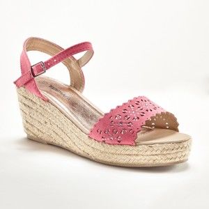 Blancheporte Perforované sandály na klínku, růžové růžová 39